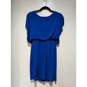Sweet Storm Royal Blue Blouson Elastic Waist Mini Dress Womens Large